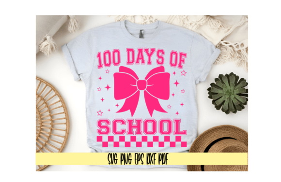 100 Days Pink Coquette Bow Graphics for T-Shirt Designs
