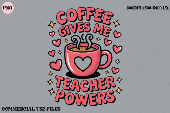 Coffee Gives Me Teacher Powers Funny Graphics for T-Shirt Designs