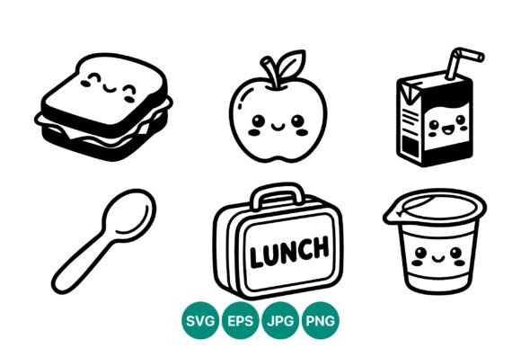 Cute School Lunch Vector Graphics & Illustrations