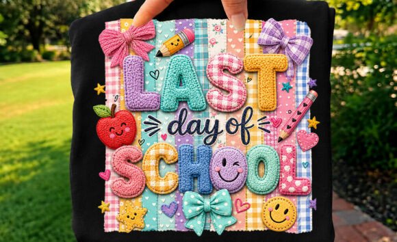 Graphics for T-Shirt Designs: Patchwork Last Day of School Sublimation