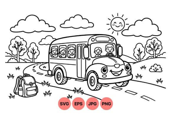 Happy School Bus Vector Art: Graphics & Illustrations