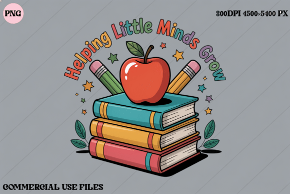 Helping Little Minds Grow Teacher Apple Graphics & T-Shirt Designs