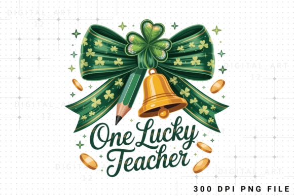 One Lucky Teacher PNG: Graphics for T-Shirt Designs