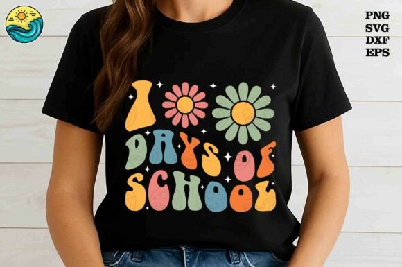 Retro Groovy 100th Day Graphics for T-Shirt Designs