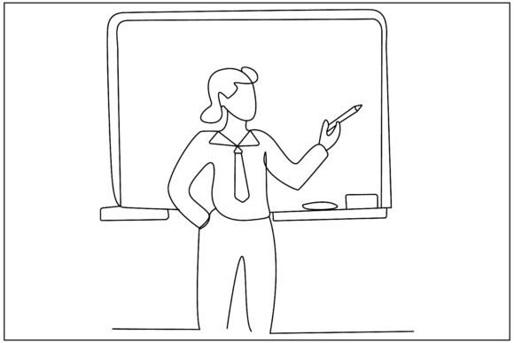 Review: Teacher Blackboard Classroom Line Art