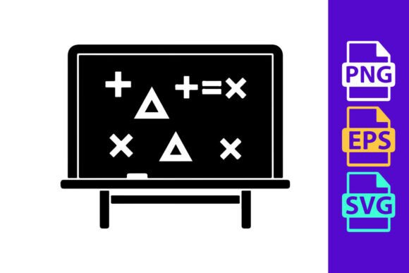School Chalkboard Math Equation Icon: Graphics & Illustrations