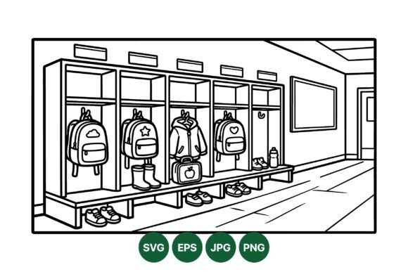 School Locker Line Art: Graphics & Illustrations