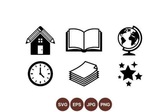 School Study Icon Clipart Pack: Graphics & Illustrations