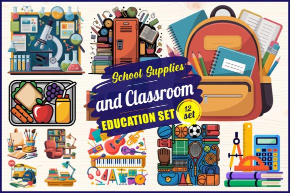 School Supplies Bundle: Graphics & Illustrations