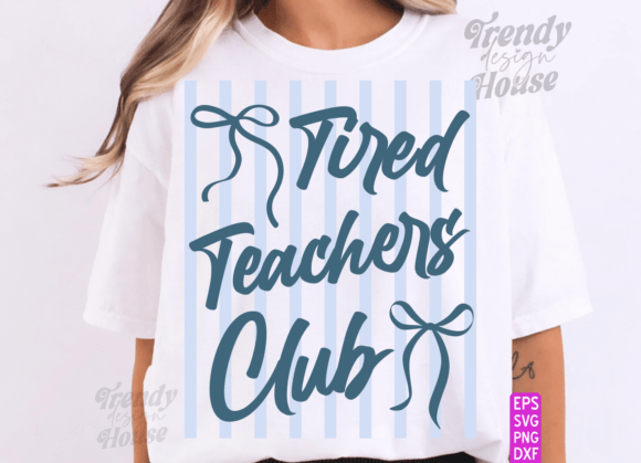 Stripes TEACHER Coquette Png: T-Shirt Designs & Graphics