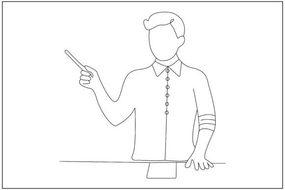 Teacher Classroom Line Art: Graphics & Illustrations
