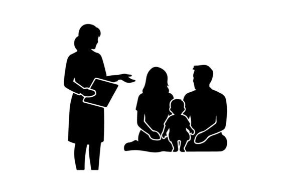 Teacher Explaining to Family Flat Design Graphics