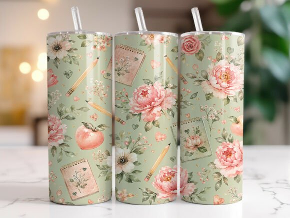 Teacher Floral Pencil Graphics for Tumbler Wraps
