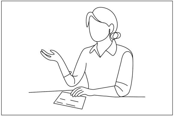 Teacher Laptop Line Art: Graphics & Illustrations