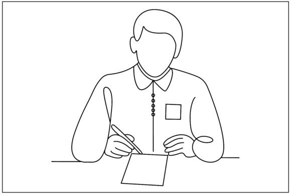 Teacher Line Art Graphics & Illustrations